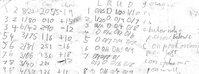 An example of scanned cave surveyed notes.