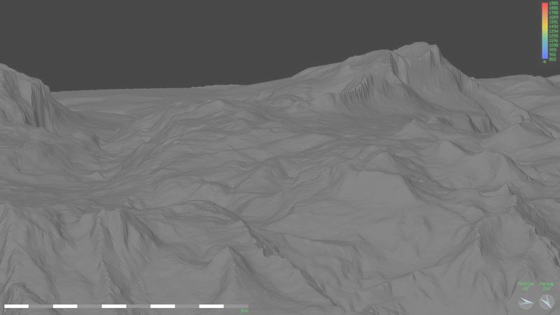 Perspective view of
Loser plateau looking SW