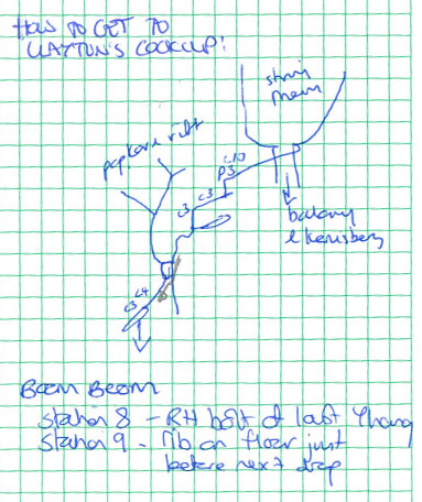 Diagram of how to get to Boom Boom in Clayton's Cockup